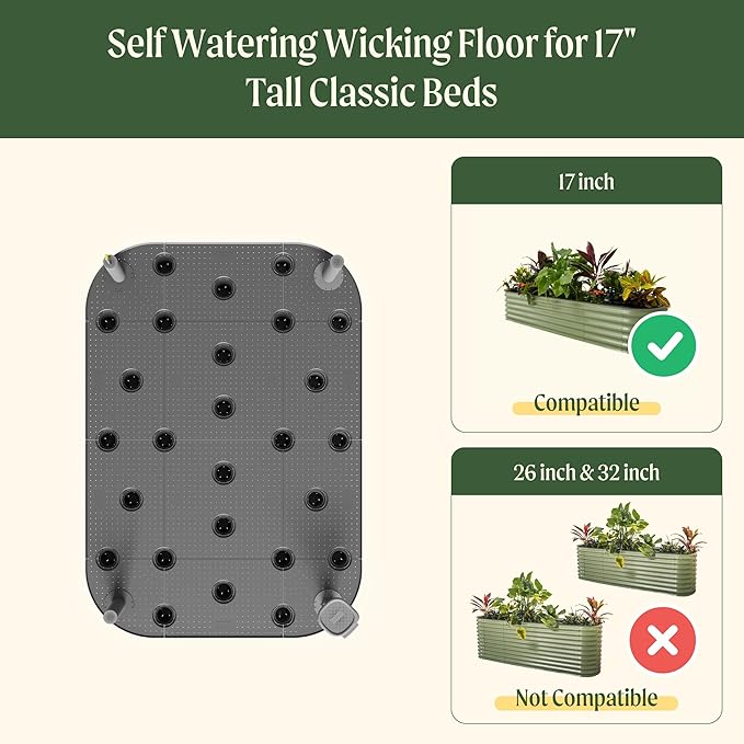 Vego garden Self Watering Wicking Floor for 17 Tall 6 in 1 Classic and Novel Beds by 3.5' x 5.0' Confuguration