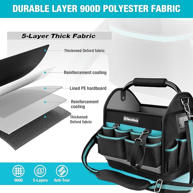 WORKPRO 5PCS Garden Tool Set &amp DURATECH 12 Inch Tool Tote with Waterproof Hard Bottom