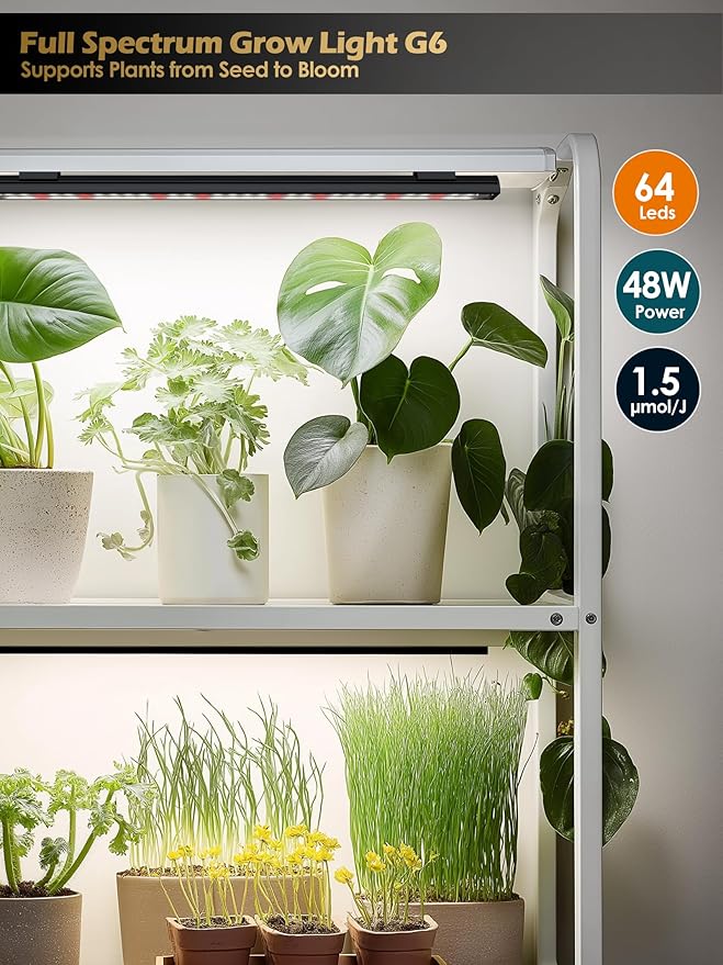 Smart Grow Light for Indoor Plants3500K Full Spectrum LED Plant Light Strips with 3/9/12H Auto TimerStepless DimmingModular DesignPlug and Play (Black 2 Pack 16W)