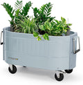 Permasteel Self-Watering Garden Bed Rolling Planter for Vegetables Flowers Herbs and Fruit Outdoor Indoor Caster Wheels Blue