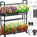 Large Hydroponics Growing System Kit 32 Pods Vertical Hydroponic Garden with 32 Large Buckets 32L Indoor Garden System for Herb Vegetable Fruit with 2 Light Modes Auto Circulating Water System