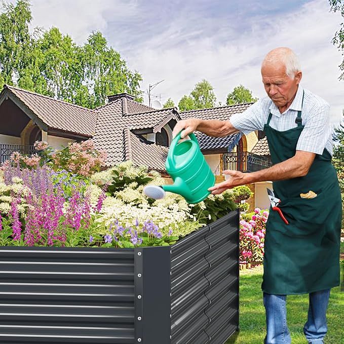 FRIZIONE 6FT(L)×3FT(W)×2FT(H) Raised Garden Bed Outdoor for Flower Garden Planter Box for Vegetable Raised Garden Beds for Herb Succulent Dark Gray