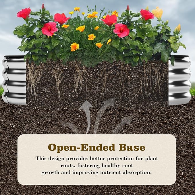 Galvanized Metal Planter Raised Garden Bed Kit for Gardening Outdoor8x2x1ft Planter Grow Garden Box Raised Flower BedLong Vegetable Clearance Herb Raised Garden Beds for Gardening
