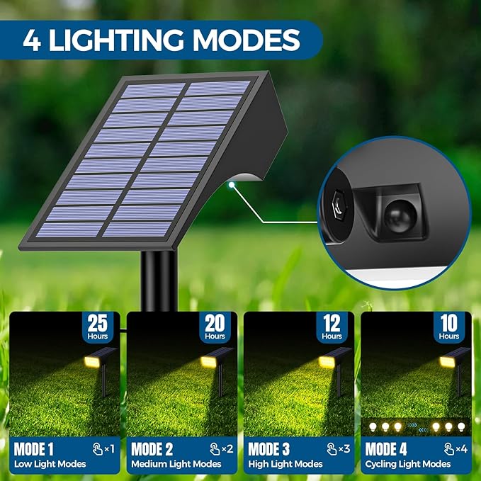 Solar Spot Lights Outdoor Waterproof IP65 Bright LEDs Solar Landscape Lighting for Outside Garden Yard Solar Powered Spotlights for Accent Uplighting Backyard Statue Palm Tree 2 Pack/Warm
