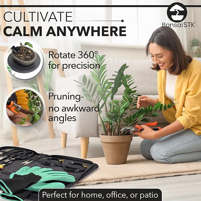 Bonsai Toolkit - Mini Garden Tools Bonsai Wire Kit Repotting Mat for Indoor Plants Bonsai Tools Succulent Tools Bonsai Tree Kit Tools for Beginners Bonsai Turntable Transplanting Tool