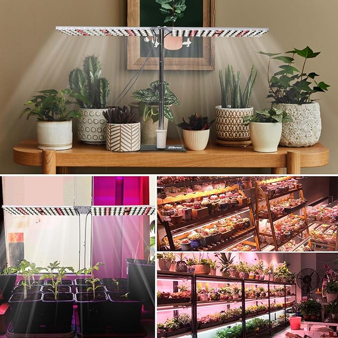 JCBritw 100W LED Grow Light PanelAdjustable Free Standing Plant Light White with IR Full Spectrum Grow Lamp on Stand for Indoor Plants Seed Starting Seedlings Veg Flower