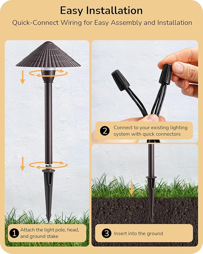 EDISHINE 5CCT Low Voltage Pathway Lights Wired 2700K/3000K/3500K/4000K/5000K LED Landscape Path Lights 12V 3W 160LM Waterproof Outdoor Landscape Lighting for Yard Garden Walkway Aluminum 4 Pack