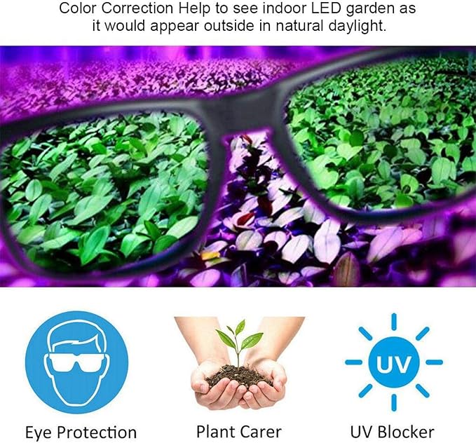 Grow Light Goggles Protective Professional Grow Room Glasses UV Polarizing Indoor for Greenhouse Hydroponics