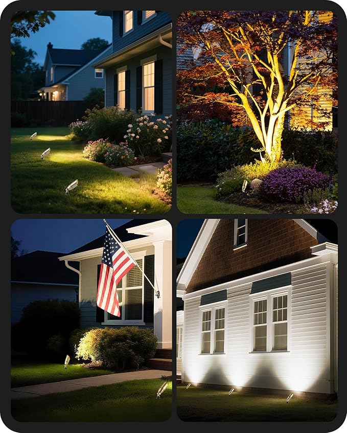 EDISHINE 6 Pack Solid Brass Tall Low Voltage Pathway Lights &amp Outdoor Landscape Spotlights