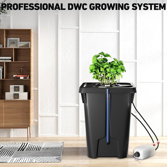 DWC Hydroponics Growing System with Top Drip Kit 7 Gallon Deep Water Culture Bucket System with Air Pump Air Stone Air Hose Recirculating Drip Garden System