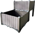Set of 2 Elevated Planting Box Outdoor Planter Boxes with Legs Modern Rattan-Style Plastic Garden Raised Bed for Vegetables