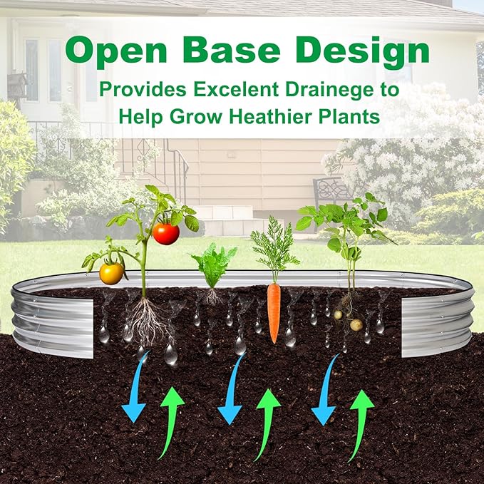 JERIA 2 Pcs 8×4×1ft Oval Raised Garden BedGalvanized Raised Garden Bed Kit Outdoor Metal Gardening Planter Box for Vegetable Fruits FlowerHerbs