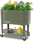 Permasteel Raised Garden Bed with Legs Planter Box with EnGrow™ TrueSoil™ Technology for Vegetables Flowers Herbs and Fruit Outdoor Indoor Storage Shelf Caster Wheels Green