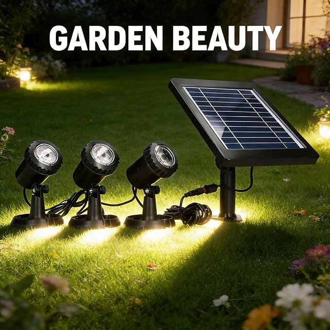 Solar Spotlight ABS Adjustable Waterproof Lighting IP68 Warm White Light for Courtyard Decoration - Solar Charging Durable ABS Material Versatile Outdoor Use