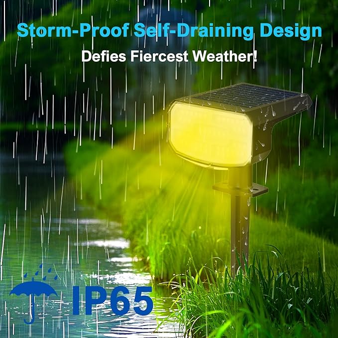 Solar Lights Outdoor Waterproof IP65Auto On/Off 2700K 2 Lighting Modes Super Bright LED Solar Powered Yard Garden Solar Spot Lights for Outside Landscape -8 Pack