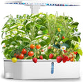 Hydroponics Growing System Kit 12 Pods Hydroponic Herb Garden Kit Indoor with 24W LED Grow Light Smart Indoor Garden Height Adjustable Auto Timer Quiet Pump Gardening Gifts for Mom Women White