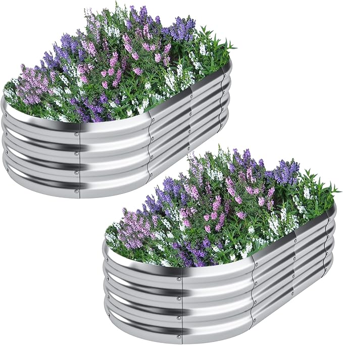 Galvanized Raised Garden Bed Kit 2packOutdoor Planter Raised Beds 4x2x1ft for VegetablesFruitsFlowersGalvanized Raised Garden Bed Boxes