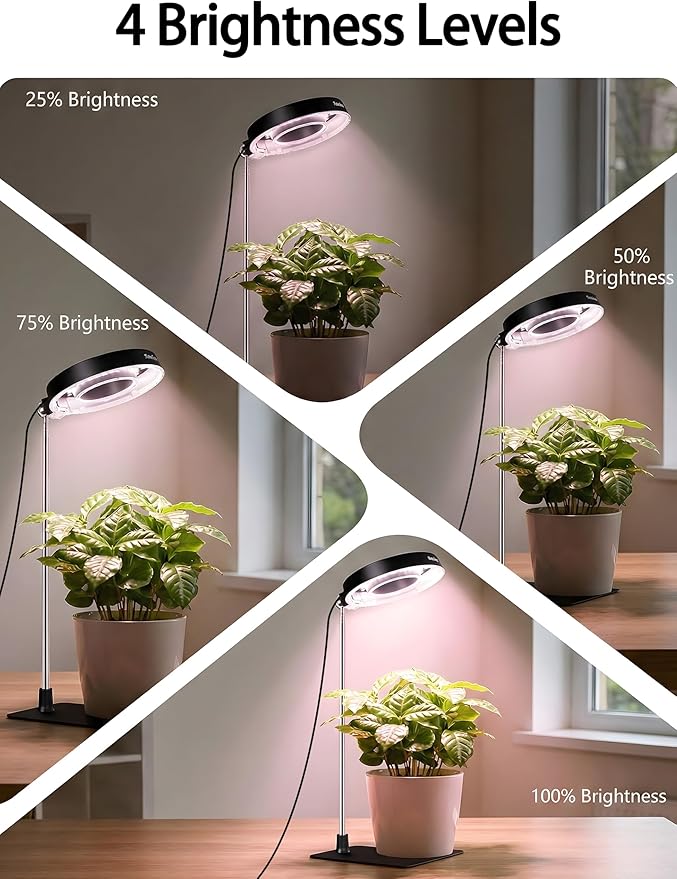 2pcs Full Spectrum Magnetic LED Grow Light by Smeileas Plant Lamp with Detachable Head Adjustable Height 3/6/9H Timer &amp 4-Level Brightness for Seedlings Herbs