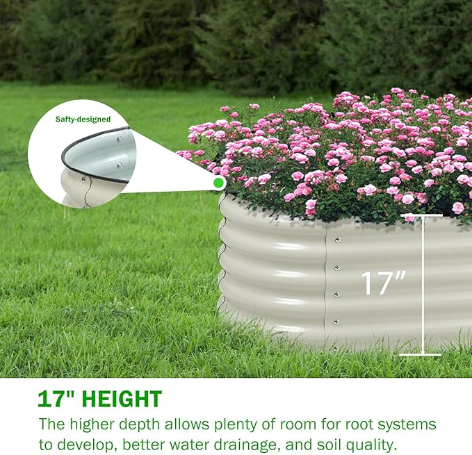 BPS 6-in-1 Metal Raised Garden Bed 5.5x4 FT Galvanized Planter Raised Beds for Vegetables Flowers 17'' Extra Tall
