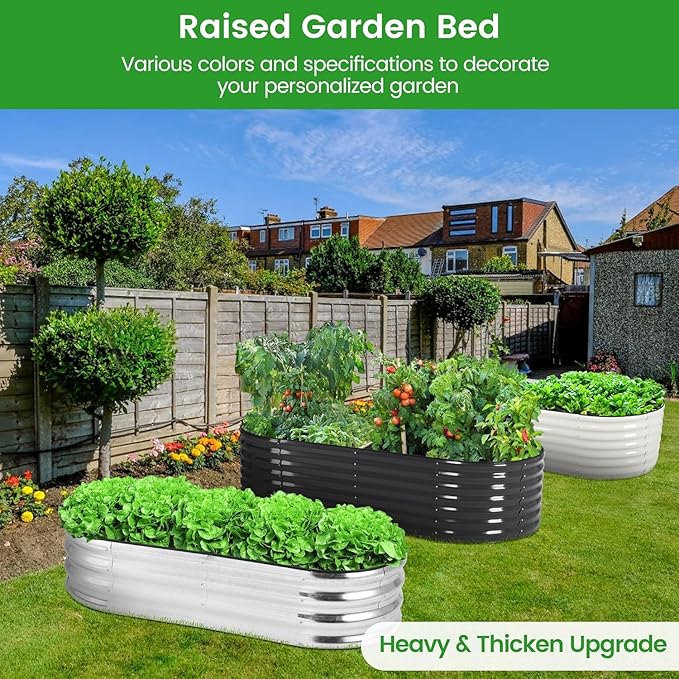 2 Pcs 4.5x2x1ft Large Outdoor Planter Boxes Kit Galvanized Steel Raised Garden Bed with Open-Ended Base Design Elevated Planter for Outdoor Plants Durable Raised Bed for GardeningSilver
