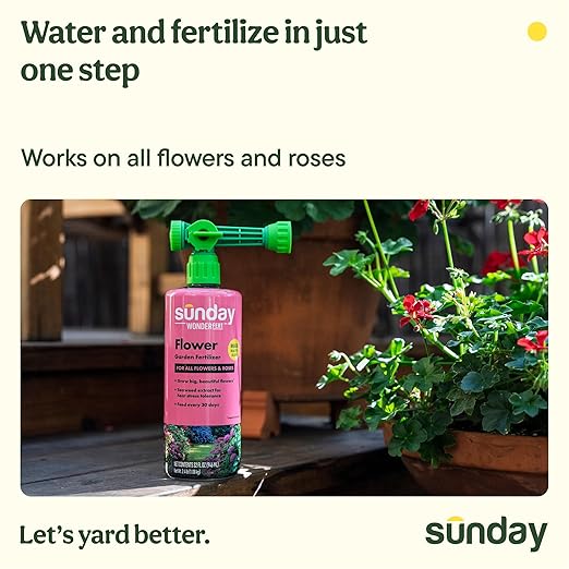 Sunday Wonderfert Flower Plant Food Bigger Blooms for Roses Annuals Perennials and Container Plants 3-8-7 Liquid Concentrate 32 fl oz 500 sq ft