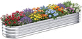Galvanized Raised Garden Bed Outdoor 8x2x1ft Metal Heavy Duty Planter Boxes for Gardening Easy Assemble Small Oval Plant Container Kit for Vegetables Flowers Fruits Silver 1 Pack