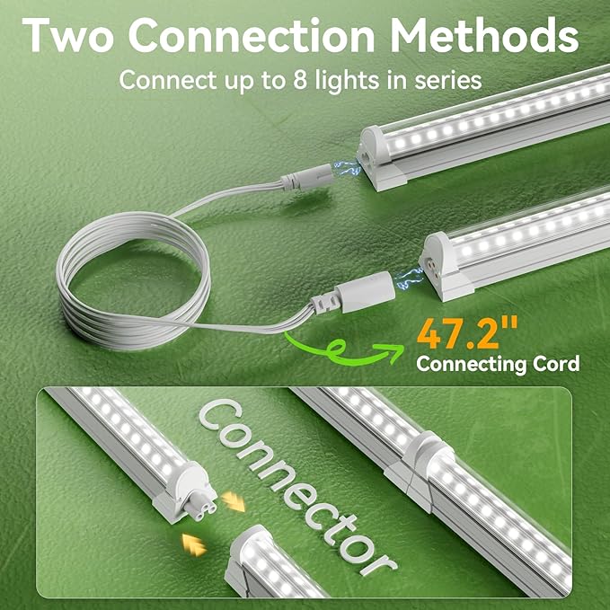 3FT Grow Lights for Indoor PlantsT8 5000K Full Spectrum Plant Light192W(6 x 32W) LED Grow Light Strips with Timer Aluminum Reflector LinkablePlant Growing Lamp Fixture for Greenhouse Indoor 6pcs