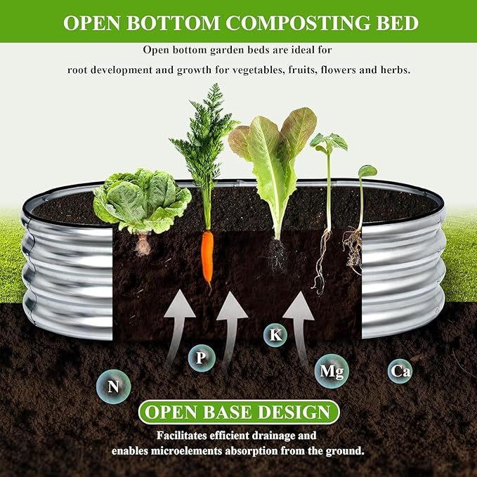 Galvanized Raised Garden Bed Outdoor 4x2x1ft Large Planter Raised Bed Kit with Safety Edging and Gloves Stainless Metal Raised Planter Box for Gardening Vegetables Herb Fruits Flowers