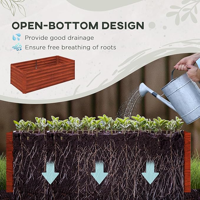 Galvanized Raised Garden Bed Kit Large and Tall Metal Planter Box for Vegetables Flowers and Herbs Reinforced 6' x 3' x 2' Dark Brown
