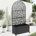 Metal Planter Box with Trellis70 Outdoor Raised Garden BedPrivacy Planters for Patio GardenPlanter Box with Drainage Holes for Climbing Plants
