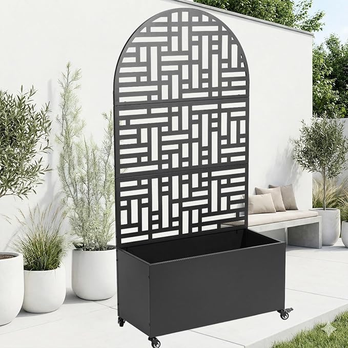 70 Tall Metal Garden Bed with Trellis Double-Sided Vertical Planter for Climbing Vegetables Space-Saving Raised Bed for Patio Small Yards &amp Balconies Drainage Holes