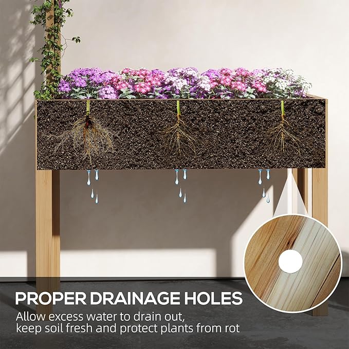 Raised Garden Bed4x2x1ft Oval Metal Planter Box for Planting Outdoor Plants Vegetables Planters Beds Boxes Flower Pots Large Gardening Yard with Legs Porch Window