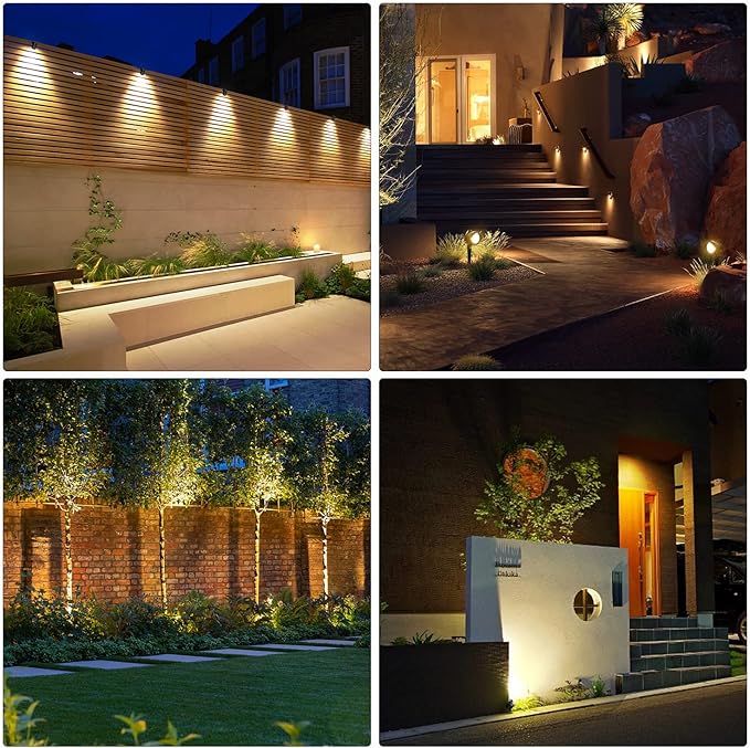 MEIKEE 9W LED Landscape Lights 120V Landscape Lighting with US 3-Prong Plug Warm White IP66 Waterproof Outdoor Garden Spotlights for Path Yard Walkway (2 Pack)