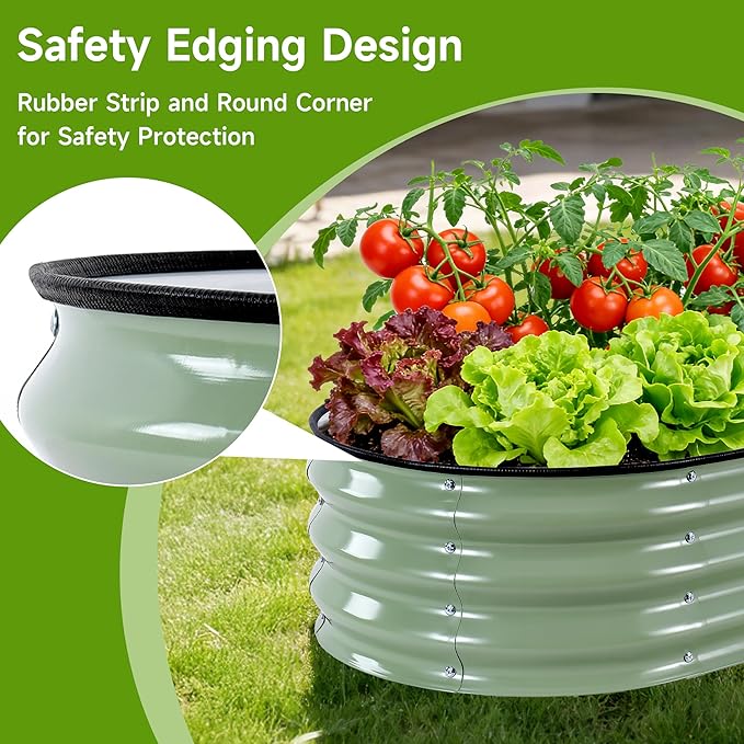 2Pcs Raised Garden Bed Galvanized Metal Raised Planter Boxes Outdoor for Vegetables Fruits and Flowers 4x2x1FT Green