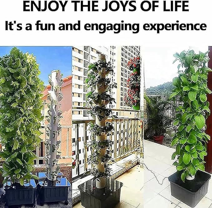 15 Floors 45 Holes Hydroponics Tower Set Hydroponic Growing System Garden Aeroponics Growing Kit for Herbs Fruits and Vegetables-*