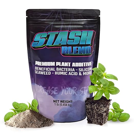 Stash Blend Premium Plant Additive Root Hormone for Plants - with Corn-Steep Liquor Seaweed Powder Humic Acid Mycorrhizae Microbial Bacteria Soluble Silicon - Ideal for Gardeners and Growers