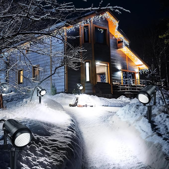 High Brightness 1000LM Outdoor Spot Lights for Yard 6500K Daylight Spot Lights Outdoor with 4.9FT Electric Cord 10W LED IP66 Waterproof Landscape Spotlights for Garden Tree Flag - 2 Pack