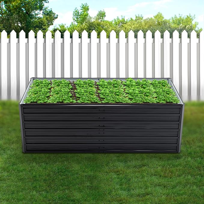 Galvanized Raised Garden Bed 6x3x2ft Outdoor Planter Box Galvanized Steel Garden Bed Kit for Vegetables Flowers Herbs and Succulents Black