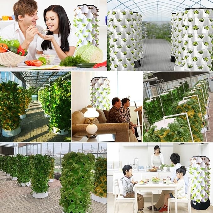 Tower Hydroponic Growing System with Water Pump Vertical Plant Sites Soilless Garden Column DIY Hydroponic Farm Equipment AeroponicKit Smart Water Circulation(6 Layers)