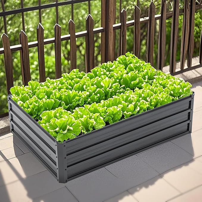 Metal Raised Garden Bed Outdoor Galvanized Raised Large Planter Raised Beds Kit Planting Fruit Flower (4x3x1FT)