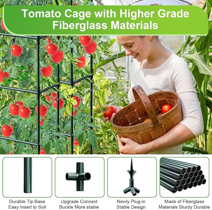 Raised Garden Bed Planter Box with Trellis 71 Self-Watering Tomato Planter with Wheels for Climbing Vegetable and Plants Tomato Cage Planters for Indoor Outdoor Patio Greenhouse Gardening (1Pack)