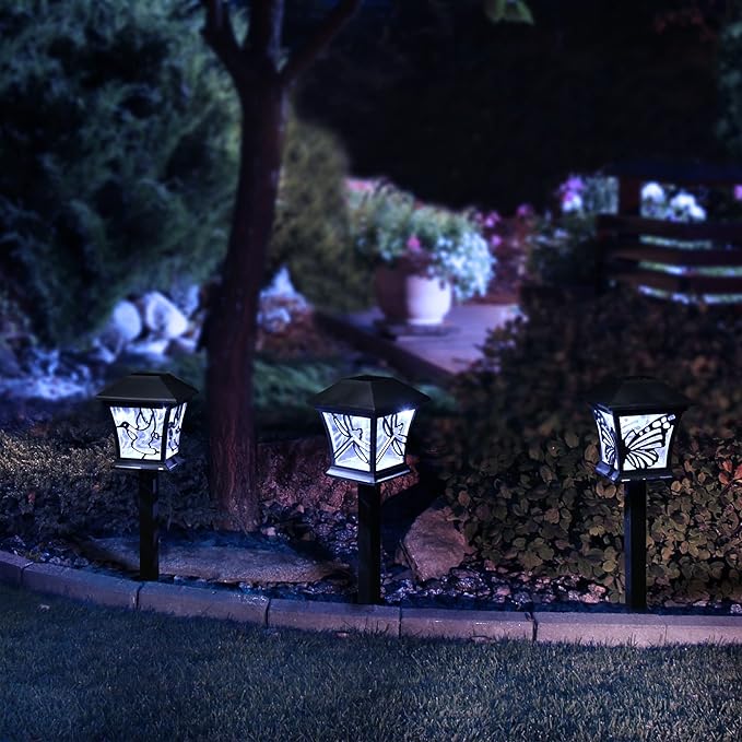 Alpine Corporation Solar-Powered Nature Inspired Pathway Lights 3-Piece