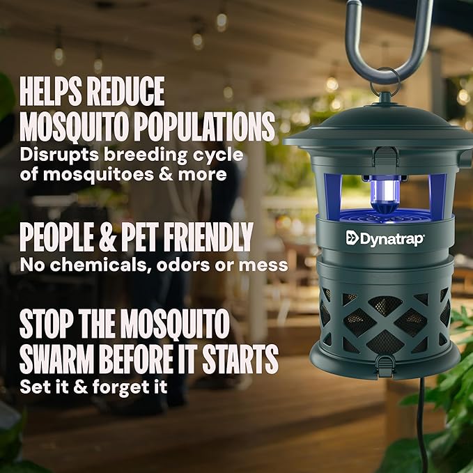 DynaTrap DT1130-GRSR 1/2 Acre Mosquito &amp Flying Insect Outdoor Trap and Killer – Kills Mosquitoes Flies Wasps Gnats &amp Other Flying Insects - Bug Zapper Alternative – Green