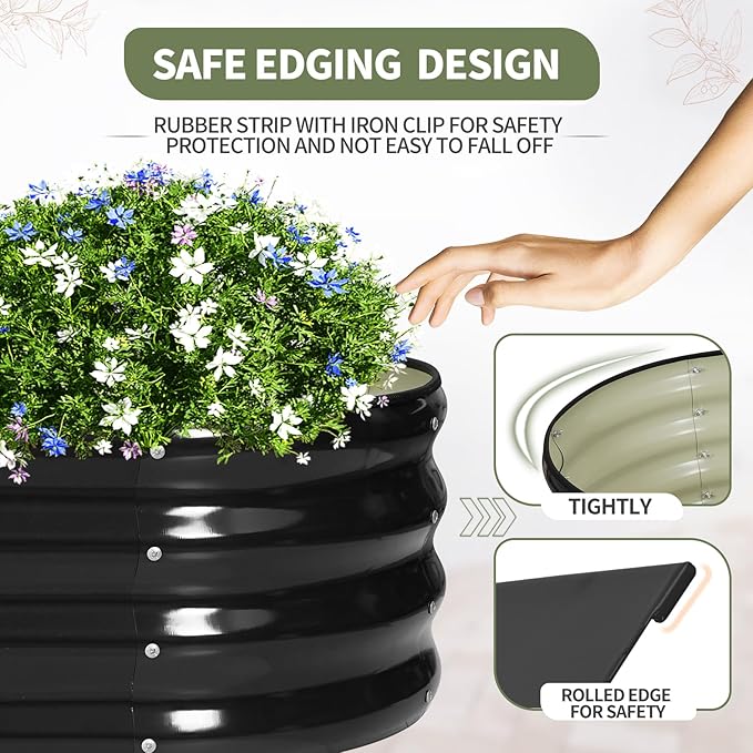 Galvanized Raised Garden Bed Outdoor- Raised Beds for Gardening| Metal Planter Box Steel Raised Garden Bed Kit with Safety Edging and Gloves for Vegetables Flower Herbs (8x2x1FT Gray)