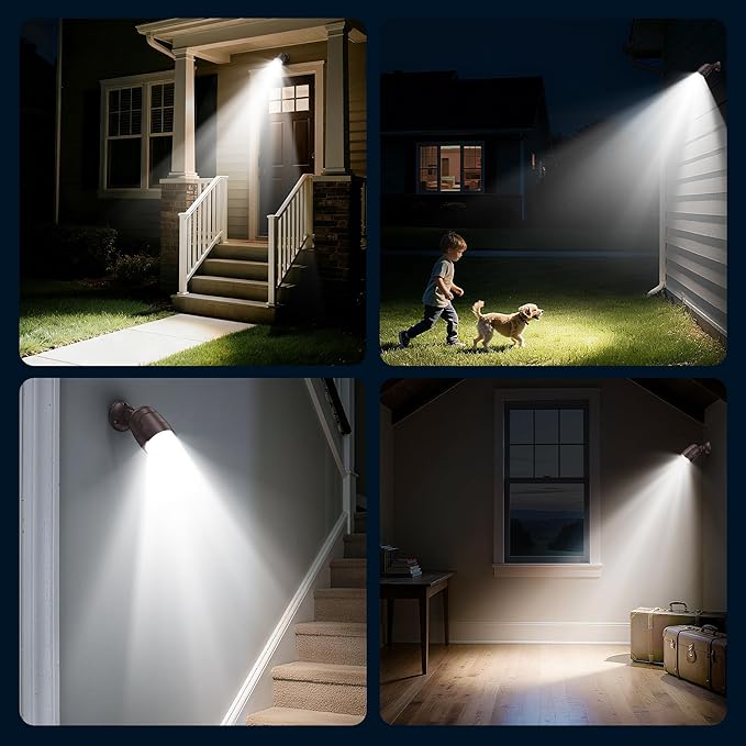 2 Pack Motion Sensor Light Outdoor Battery Operated 4000mAh Rechargeable 600 Lumen Battery Outside Lights Spotlight IP65 Waterproof for Porch Garage House