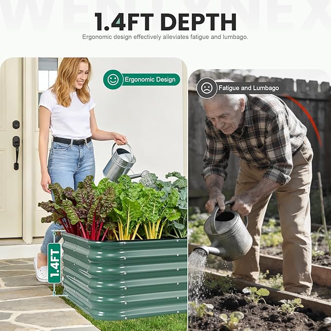 5×3×1.4FT Galvanized Raised Garden Bed Outdoor Metal Raised Garden Bed Kit Large Planter Raised Beds 4 In1 Modular Raised Planter Box OutdoorRaised Beds for Gardening for Vegetables Flowers Herbs