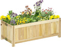 Outsunny Foldable Raised Garden Bed Wooden Planter Box Herb Garden Planter with Drainage Holes for Backyard Patio to Grow Vegetables Herbs and Flowers 28'' x 12'' x 10