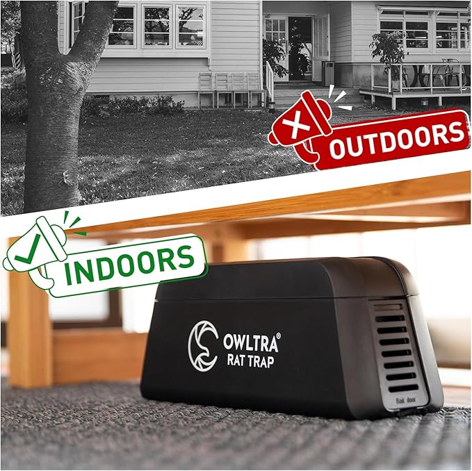 OWLTRA OW-1 Indoor Electric Rat Trap 2PCS Instant Kill Rodent Zapper with Pet Safe Trigger Black