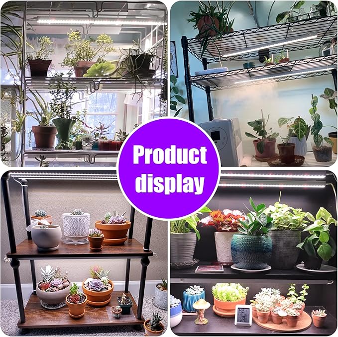 LED Grow Light Strips for Indoor Plants 16‘’ Full Spectrum 240 LEDs with 4 Install Methods 6/12/16H Timer 10 Dimmable Levels 3 Switch Modes for Seedling Succulent Sunlike Strip (2 Head 2 Pack)