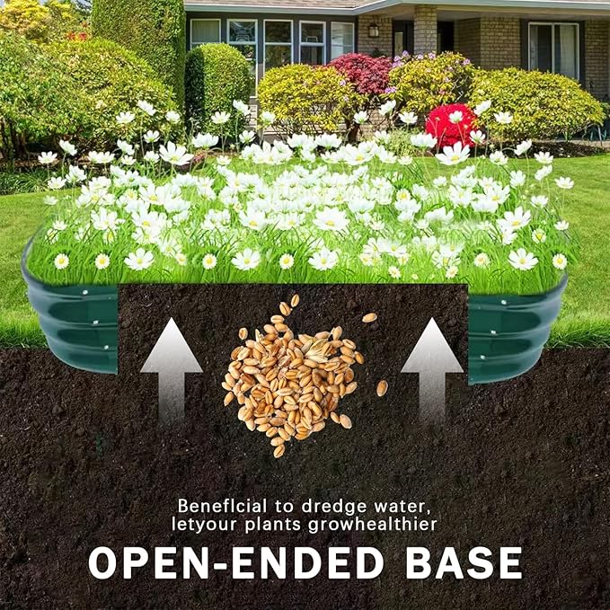 Raised Garden Bed Raised Beds for Gardening Outdoor for Vegetables and Flowers Ground Planter Box Galvanized Metal Planter Grow Garden Box4x2x1ft